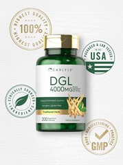 DGL Licorice 4000mg | 200 Capsules | Deglycyrrhizinate| Vegeterian | by Carlyle