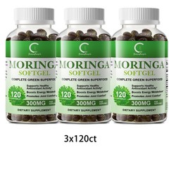 3x Moringa Softgels, Organic Moringa Leaves for Energy, Skin, Gut Health,120ct