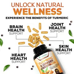 Turmeric Curcumin 95% – Organic with Ginger BioPerine – 240 Capsules