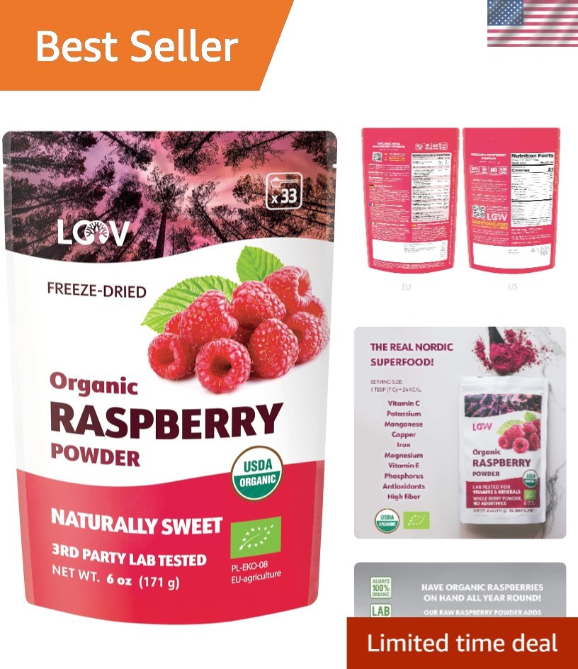 Non-GMO Freeze-Dried Raspberry Powder 6oz – Perfect for Recipes & Shakes