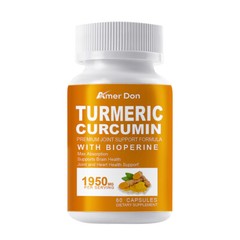 60Pcs Turmeric Curcumin with Ginger&BioPerine 1950mg Triple Strength Capsules