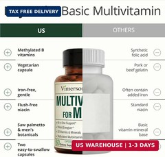 Vimerson Health Multivitamin for Men: Methylated B Vitamins, Chelated Minerals a