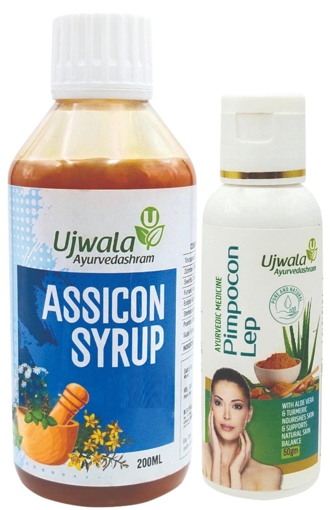 Assicon Syrup 200ml + Pimpocon Lep 50gm Combo for Pimples Blemishes healthy skin