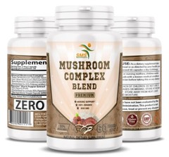 Mushroom Complex Supplement Capsules Mushrooms Lions Mane, Reishi, Turkey Tail