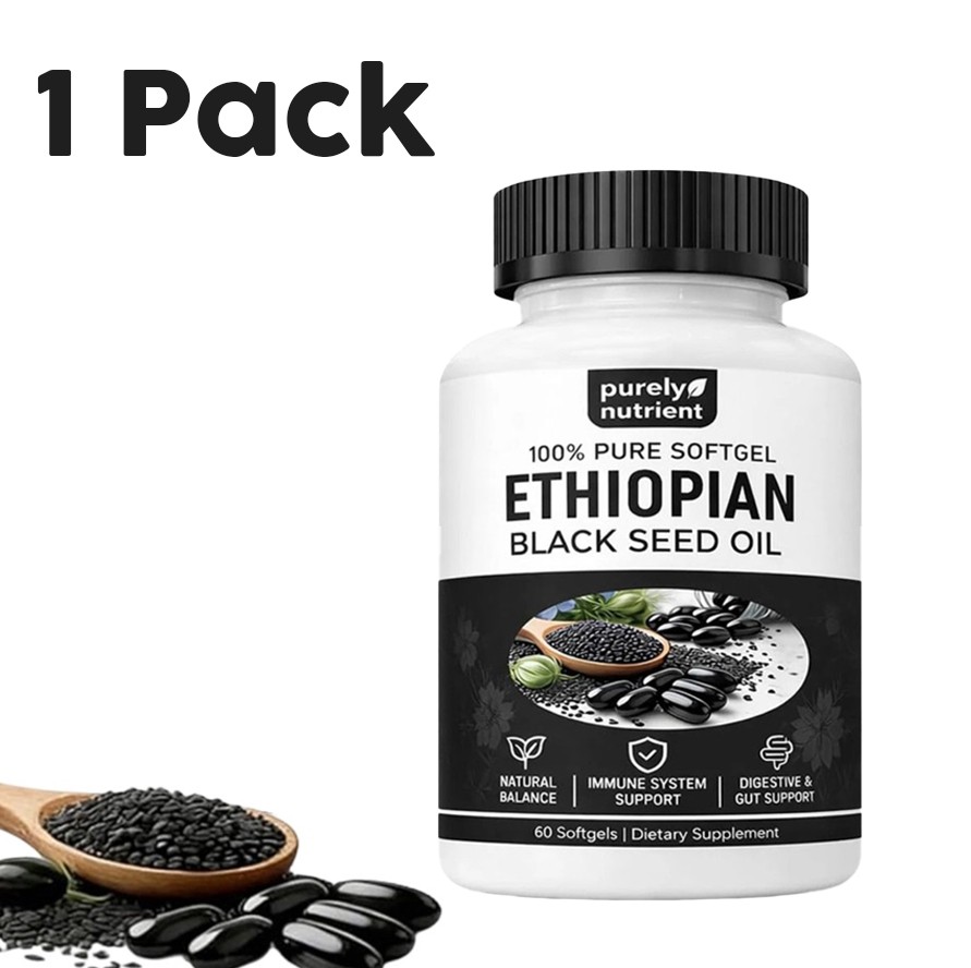 1-3 Pack , Ethiopian Black Seed Oil Softgels , 4.64% Thymoquinone , Gluten-Free