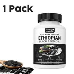1-3 Pack , Ethiopian Black Seed Oil Softgels , 4.64% Thymoquinone , Gluten-Free