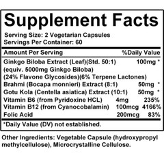 GINKGO BILOBA WITH VITAMIN B6, B12, FOLIC ACID for Brain Function,Brain & Memory