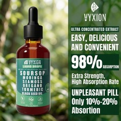 VYXION 10-in-1 Soursop Liquid Drops Seamoss Moringa Immune Gut Support 2oz