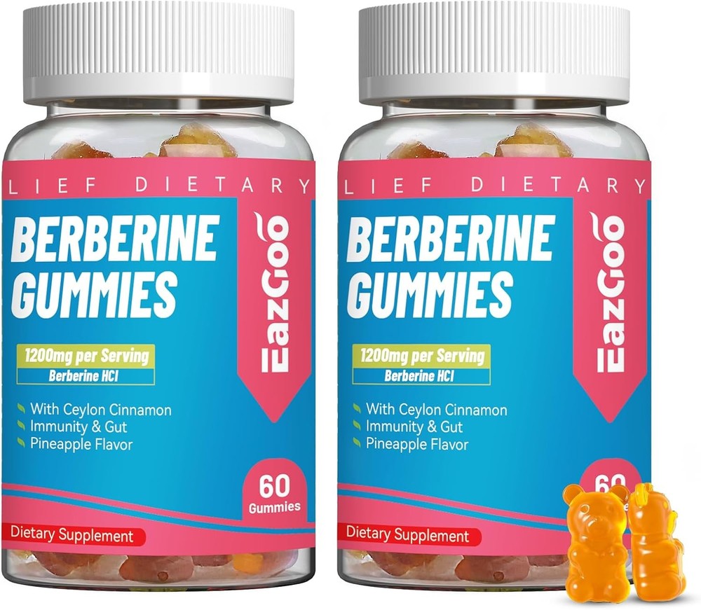 2 Pack Berberine Gummies -1200mg Supplement 120 Count (Pack of 1)