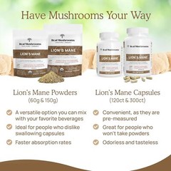 Organic Lion’s Mane Mushroom Powder 2.11Oz Brain Immune Support Vegan Gluten …