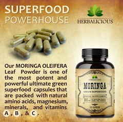 Moringa 100caps Extract Superfood for Skin, Hair, Brain, Wellness, Amino Acid