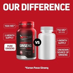 Korean Red Panax Ginseng 1500mg – Energy Supplement for Peak Performance, Foc…