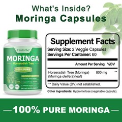 Moringa 800mg Pure Moringa Powder,Energy,Skin,Immune&Joint Health 120 Capsules