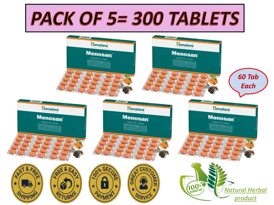 Himalaya Menosan Tablets (60 Tabs x 5) Herbal Women Wellness Daily Support F/S.