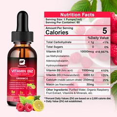 2× Vitamin B12 Liquid 10000 mcg Vit B 12 Drops Energy Booster High Absorption