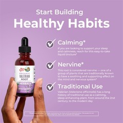 Organic Valerian Root Liquid Drops – 2 Month Supply, Sugar Free, Sleep Support,