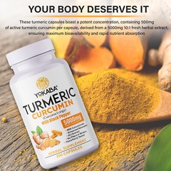 250 Capsules Turmeric Curcumin 5000mg Herbal Extract with BioPerine by YOKABA