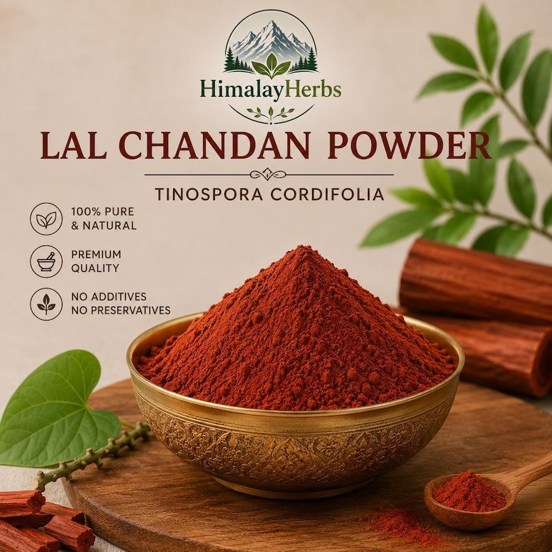 Red Sandalwood Powder (Lal Chandan) | Pure Pterocarpus Santalinus Powder | tinos