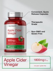 Apple Cider Vinegar Capsules | 1800mg | 150 Pills | Non-GMO | by Horbaach