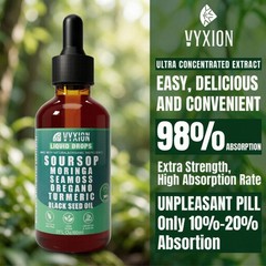 VYXION 10-in-1 Soursop Liquid Drops Seamoss Moringa Immune Gut Support 2oz