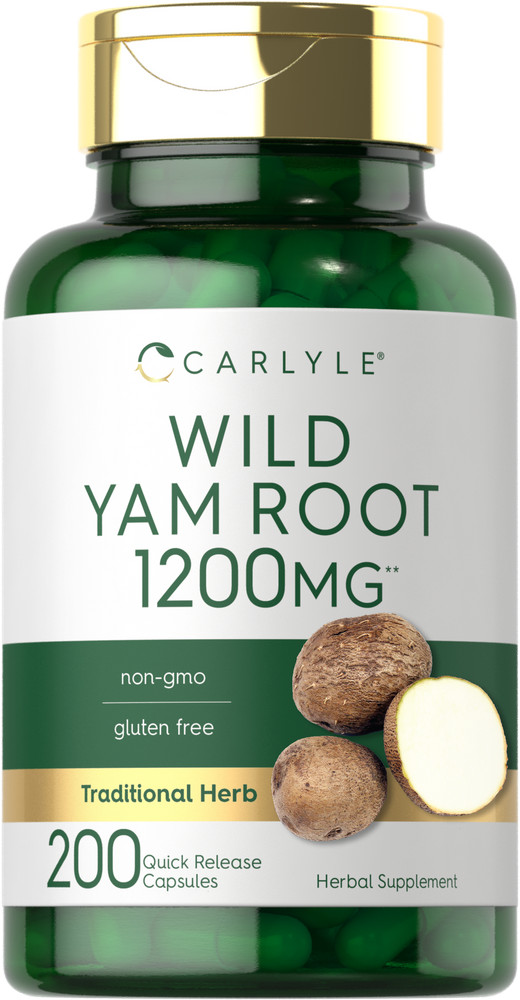 Wild Yam Root Capsules | 1200mg | 200 Count | Non-GMO, Gluten Free | by Carlyle