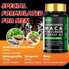 3x Maca Root Ashwagandha, Panax Ginseng Fenugreek Extract Male Enhancing 180caps
