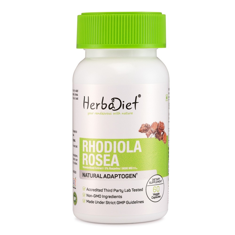 Rhodiola Rosea Root Extract Capsules (8000mg eq) 3% Rosavins Salidrosides USA