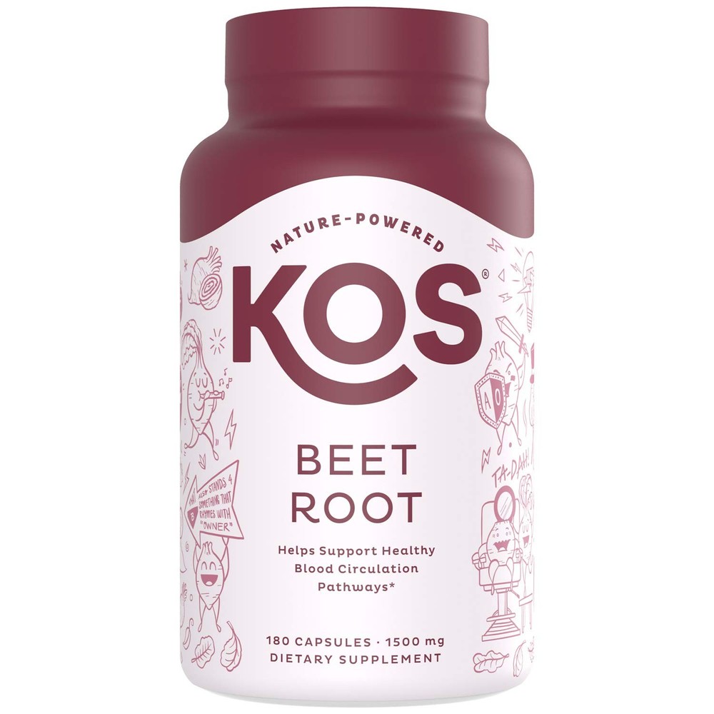 KOS Organic Beetroot Capsules 1500mg – USDA Organic, 180 Count (Pack of 1)