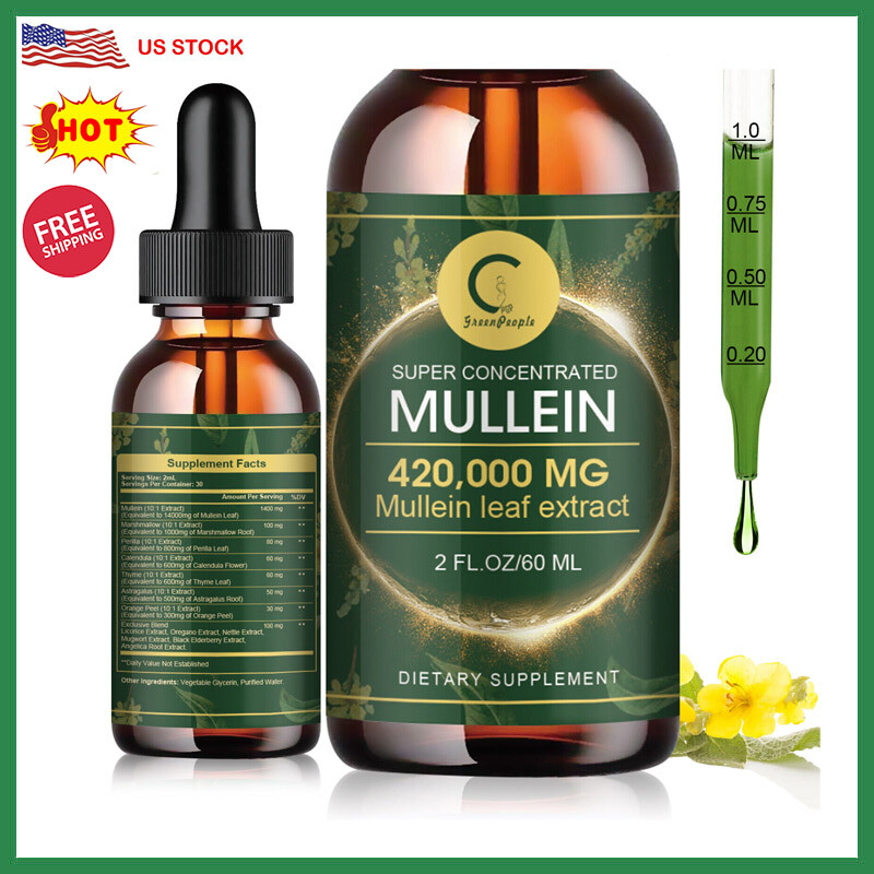 Mullein Leaf Extract Super Concentrated 420,000 MG 2 FL.OZ/60 ML Lung Cleanse