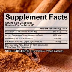 Berberine Ceylon Cinnamon for Heart, Blood Sugar & Immune Health 30 To 120 Caps