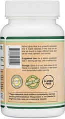 Alpha Lipoic Acid 600mg per Serving, 60 Capsules (Third Party Tested, Non-GMO, G