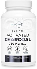 Type Zero Activated Charcoal Capsules (180 Count, 60 Servings) 780mg Per Serving