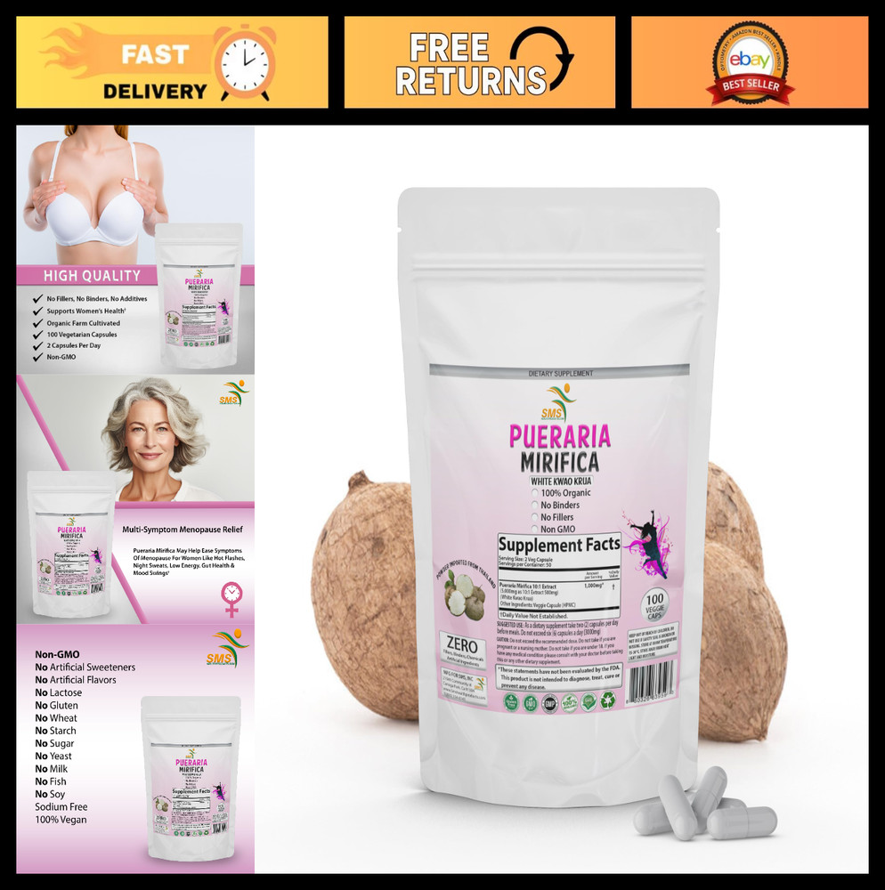 100 Caps Pueraria Mirifica Extract Powder 10:1 Organic 1000mg Non-GMO Vegan