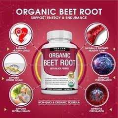 3PCS Beet Root Capsules 2040 Mg Organic Beetroot Powder Extract + Black Pepper