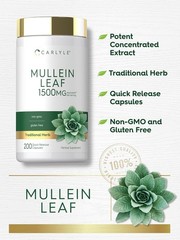 Mullein Leaf Capsules 1500mg | 200 Count | Verbascum Thapsus | by Carlyle