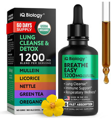 IQ BIOLOGY Mullein Drops for Lungs – USDA Organic Mullein Supplement with Arjuna