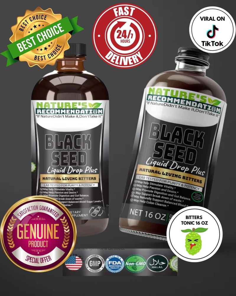 Black Seed Liquid Drop Plus Natural Living Bitters 16 w/BLACK CUMIN SEEDS