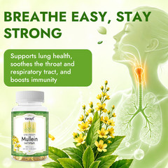 Mullein Leaf Capsules for Lung Cleansing & Detox Herbal Dietary Supplement 120pc