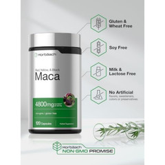 Maca Root Capsules 4800mg | 120 Pills | Red, Yellow, Black Maca | by Horbaach