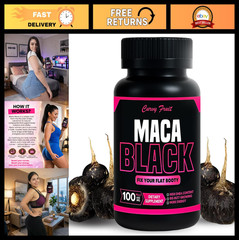Black Maca Root Pills 600mg – Boost Butt Growth Fast – 100 Capsules, 31 Days Sup