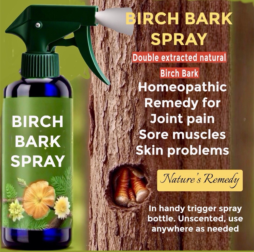 BIRCH BARK SPRAY Natural Homeopathic Relief For Joint/Muscle Pain 4oz