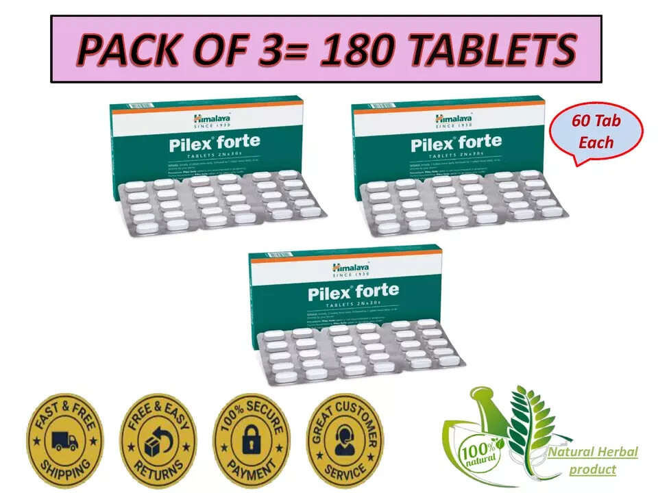 Himalaya Pilex Forte Tablets 3 Boxes | Herbal Piles Support | Exp 01/2026