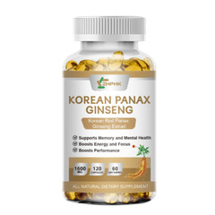 Korean Red Panax Ginseng 1600mg 360 Capsules – Extra Strength NON-GMO No Fillers