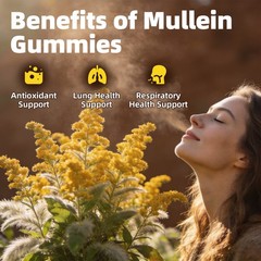 Organic Mullein Leaf Gummies 2000mg – Lung Cleanse Cough Relief Enhance Immunity