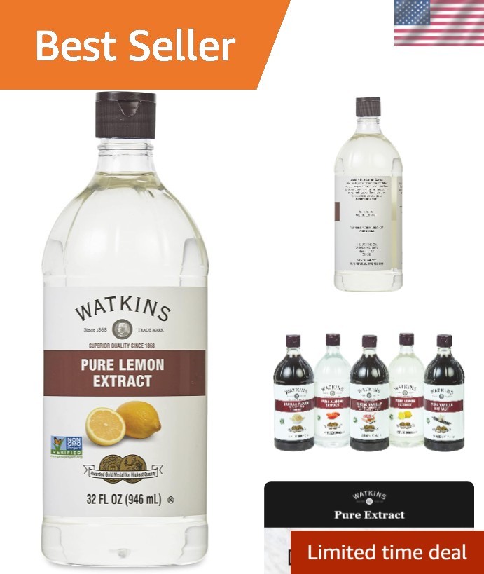 Watkins Pure Lemon Extract – 32 Fl. Oz. Organic Flavoring for Baking & Drinks