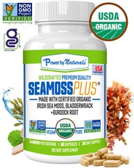 USDA Organic Sea Moss Capsules – Pure Irish Sea Moss Bladderwrack Burdock Root