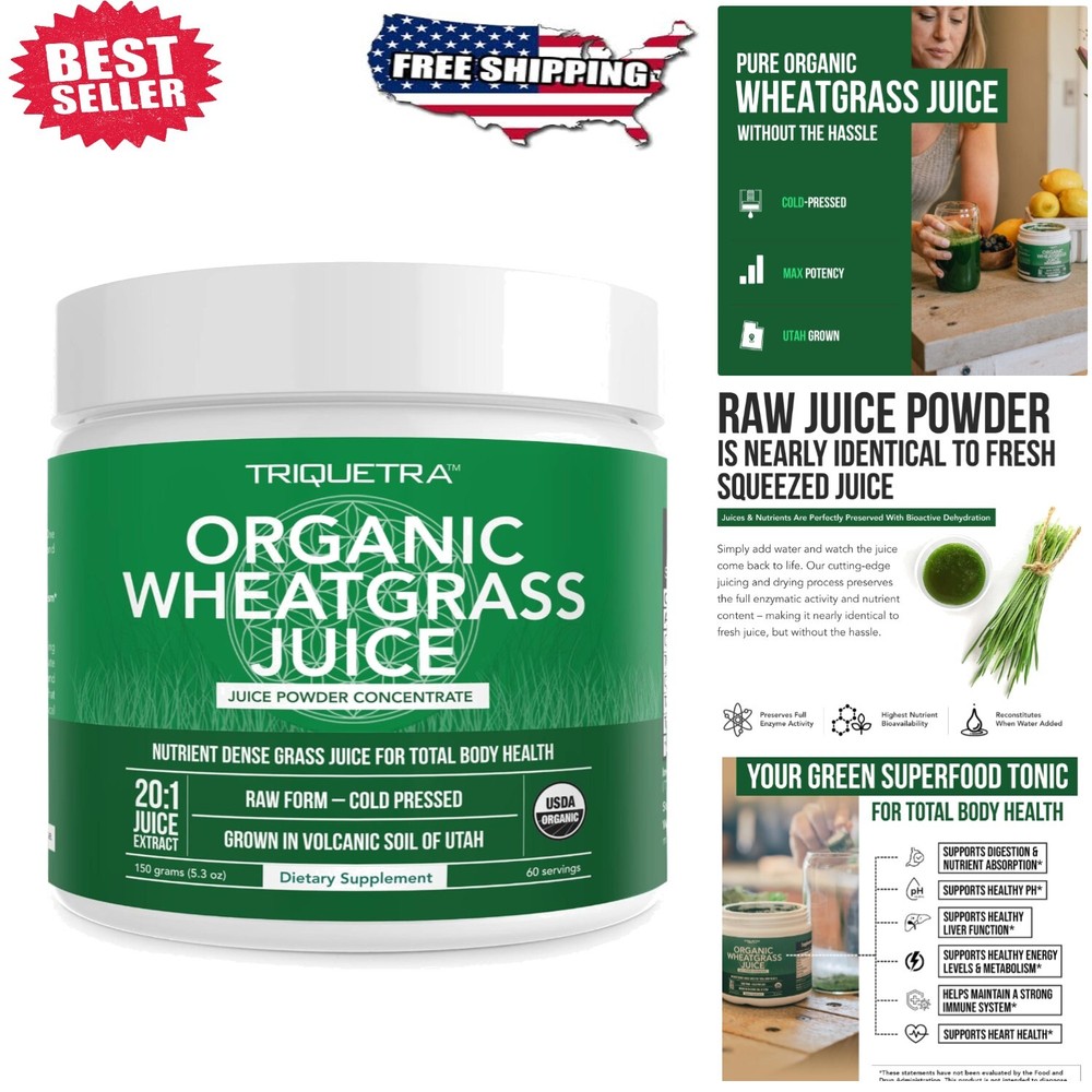 Raw BioActive Organic Wheatgrass Juice Powder – 20:1 Concentrate, 60 Servings