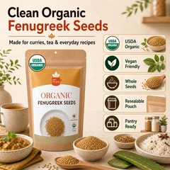 Organic Fenugreek Seeds (8 oz) – Gluten Free, Non-GMO Whole Methi Seeds