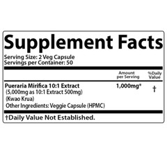 Pueraria Mirifica 5000mg Dietary Supplement Organic 100 Capsule For Women, Trans