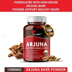Organic Arjuna Bark Terminalia Powder Heart Health Support 1500mg 120 Capsules